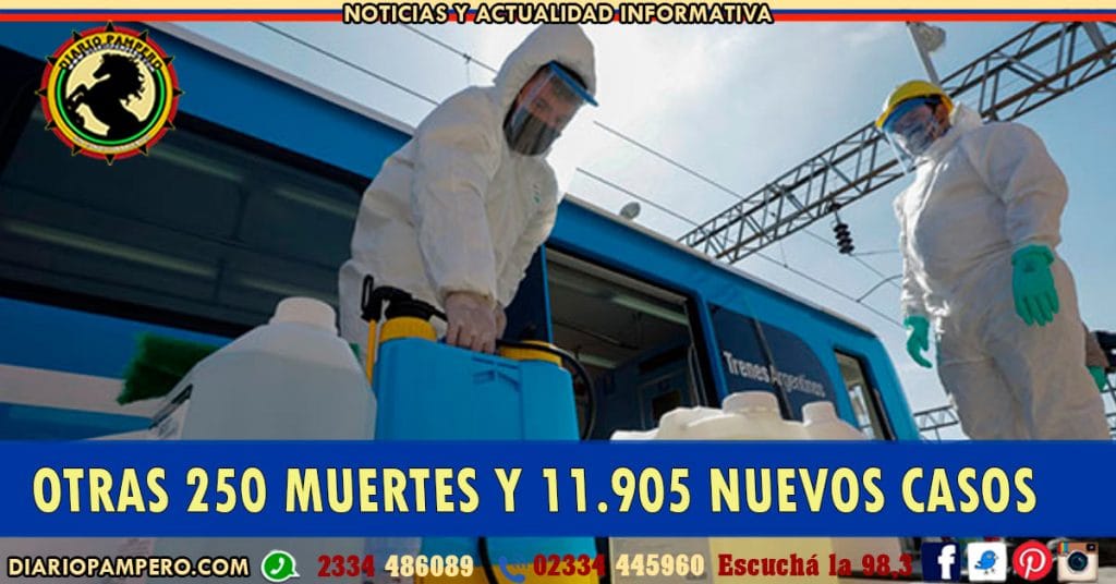 COVID-19 ARGENTINA: Otras 250 muertes y 11.905 nuevos casos