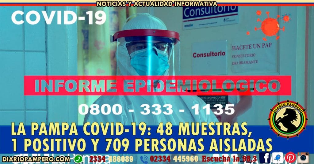 LA PAMPA COVID-19: 48 muestras, 1 positivo y 709 personas aisladas