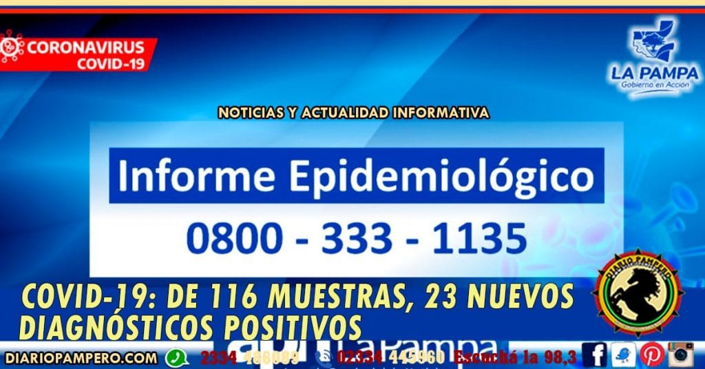 LA PAMPA COVID-19: de 116 muestras, 23 nuevos diagnósticos positivos