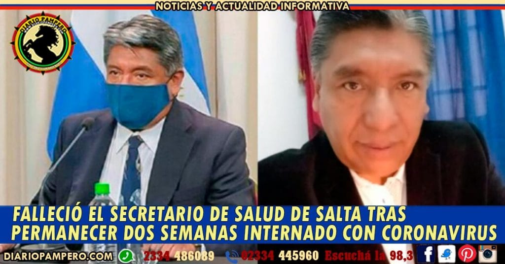 Falleció el secretario de Salud de Salta tras permanecer dos semanas internado con coronavirus