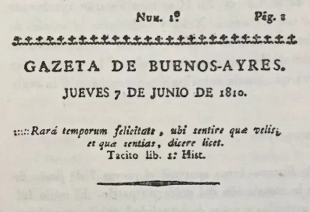 Un Día como hoy se publico la primera edicion de «La Gaceta De Buenos Aires»