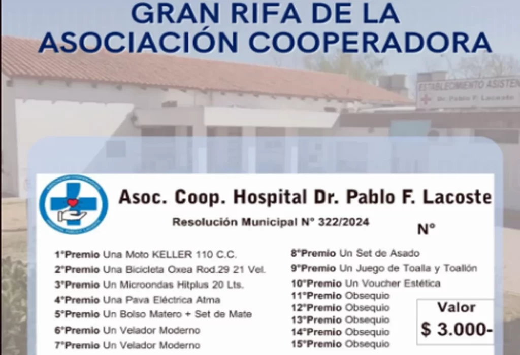 Realizan el sorteo de la rifa del Hospital Pablo Lacoste