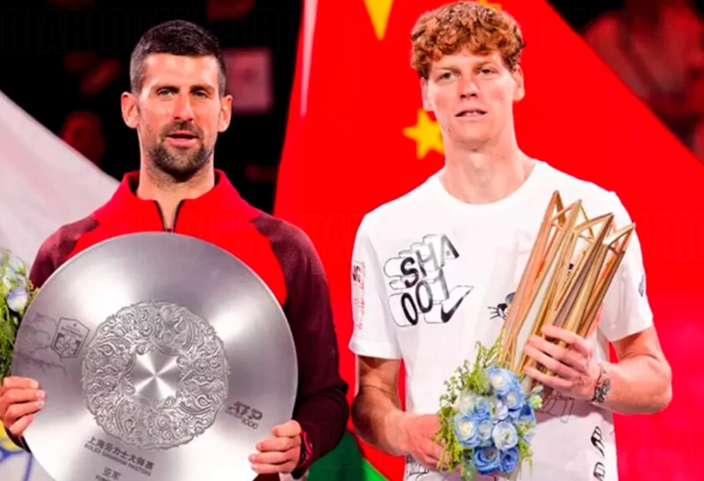 Jannik Sinner derrota a Novak Djokovic y celebra en Shanghai