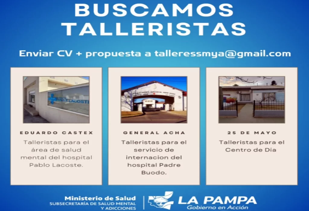 La Pampa busca talleristas para tres localidades: Eduardo Castex, General Acha y 25 de Mayo