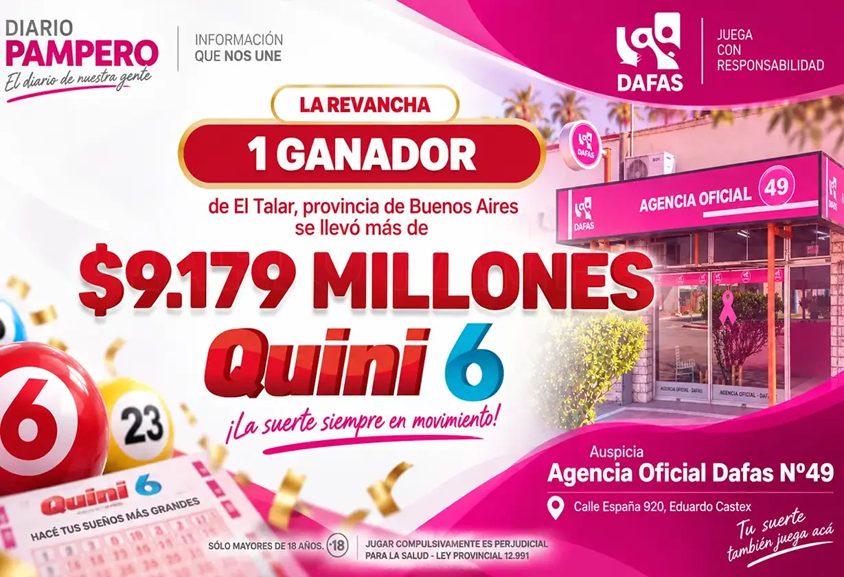 Quini 6: un apostador ganó más de $9.179 millones